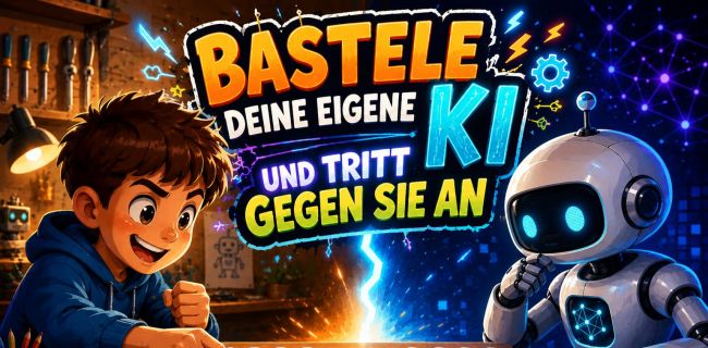 Kind spielt gegen Roboter
